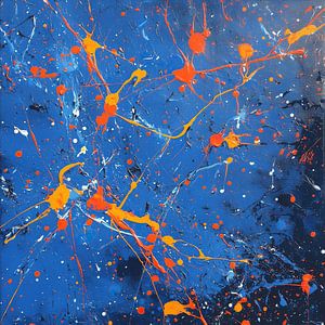 Explosive Dynamik in Blau und Orange