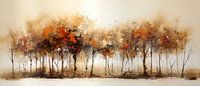 Panoramic Autumn Forest Modern Abstract Painting by Preet Lambon thumbnail