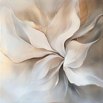 Bloemenstructuur in beige van Poster Art Shop