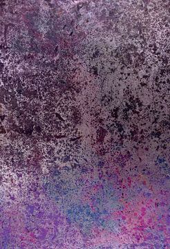 Minimalist abstract art in rusty brown, pink, purple and metallic blue by Dina Dankers