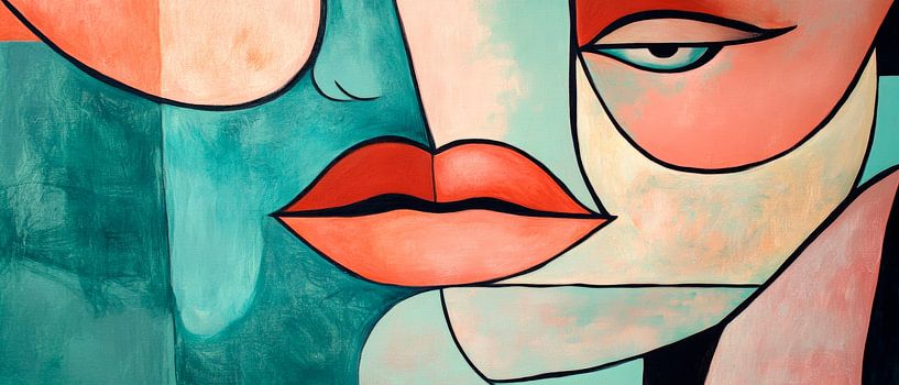 Faces of silence - Play of colours lips and shadows - A by Poster Art Shop