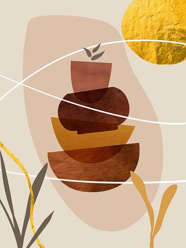 Organic Abstract Gold Art in Earth Tones Minimalist