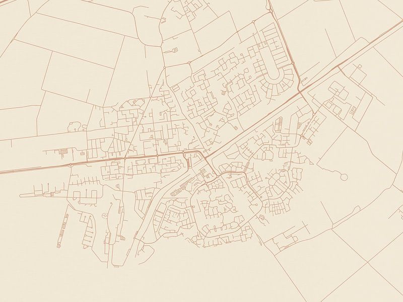 Terracotta style map of Hellevoetsluis by De Kaartenwinkel
