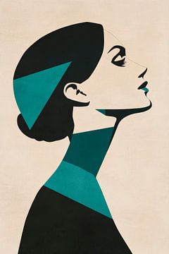 Geometrisch portret van een vrouw in profiel van Poster Art Shop