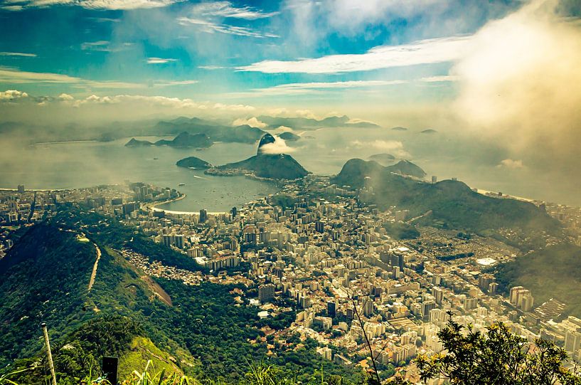 Blick vom Corcovado Bucht und Zuckerhut in Rio de Janeiro von Dieter Walther