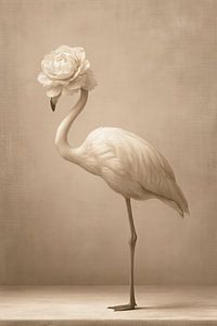 Flamant rose à tête fleurie