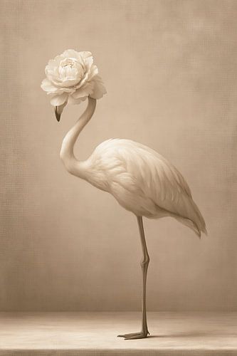 Flamingo mit Blütenkopf