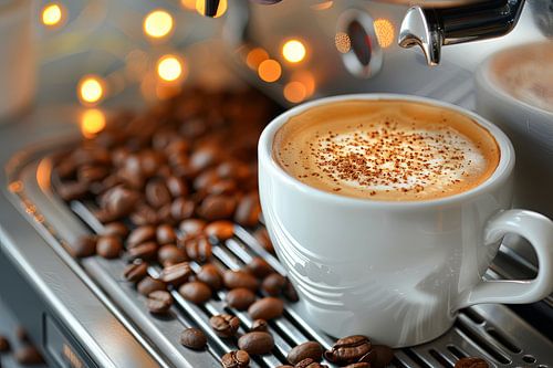 kop koffie of Cappuccino drinken