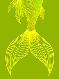 Illustration of an abstract Fishtail in Green/yellow by STUDIO ARTSY