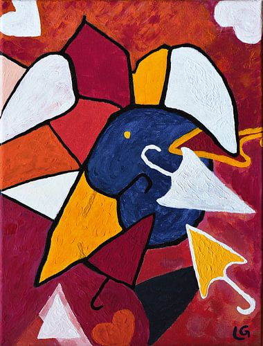 Parade of umbrellas + bird