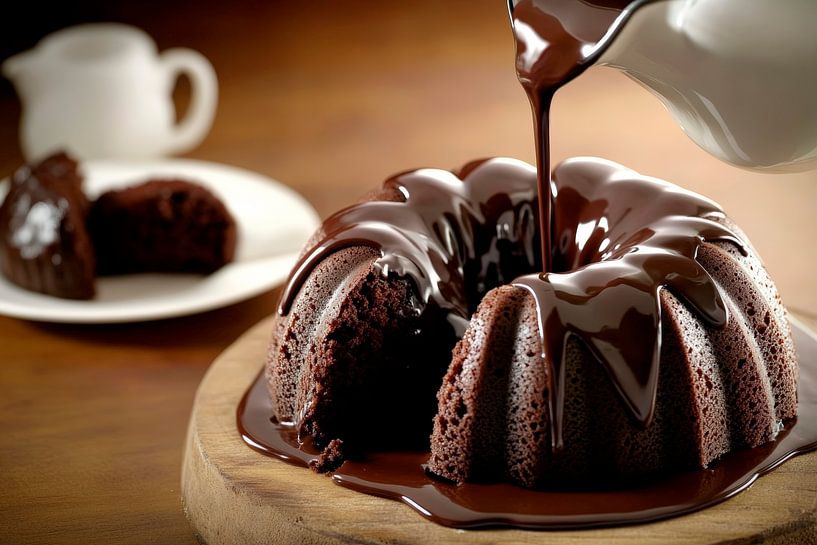 Chocoladetaart met rijke saus van Poster Art Shop