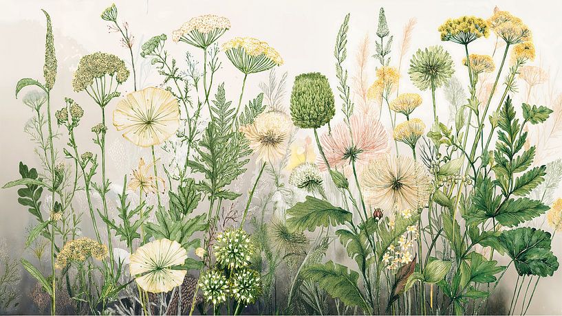 Natuurlijke border. Wilde bloemen en grassen langs de weg van Studio Pieternel