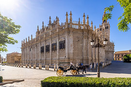 Seville Cathedral with the Giralda and a carriage