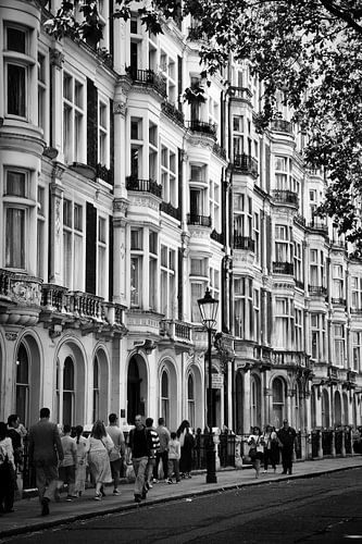 Victorian Street in London with Pedestrians – Black and White Architectural Photography