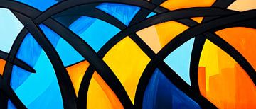 Abstracte kleurencombinatie in blauw en oranje