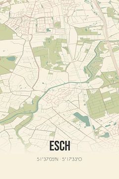 Vintage landkaart van Esch (Noord-Brabant) van Rezona