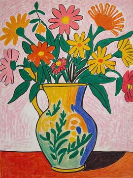 Bloemen in een vaas Stijl Henri Matisse van TOAN TRAN