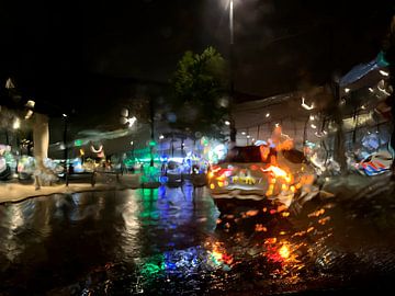 Centraal Station Rotterdam op een regenachtige avond van StudioMaria.nl