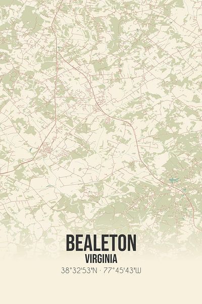 Vintage map of Bealeton (Virginia), USA. by Prints of Place