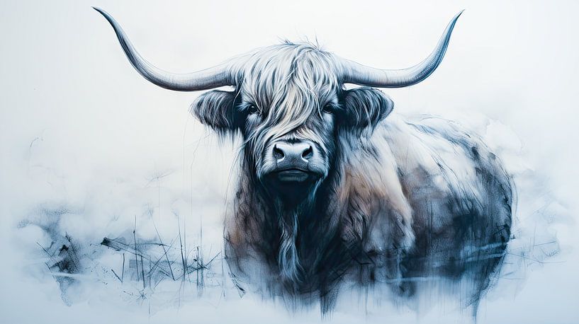 Semi-abstract Scottish highlander by Vlindertuin-Art