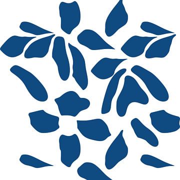 Marché aux fleurs. Art botanique moderne en bleu et blanc sur Dina Dankers