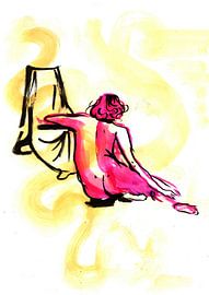 Woman posing nude by Dominique Bonne