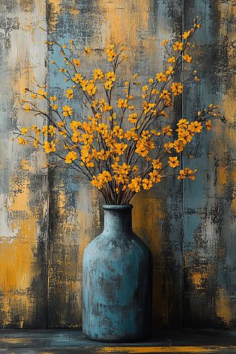 Nature morte moderne Jaune | Bloom Bleu indompté