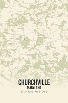Vintage landkaart van Churchville (Maryland), USA. van Rezona