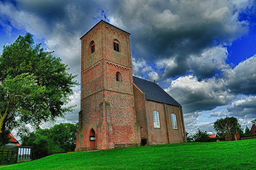 Kerk in landschap, Stompetoren Spaarndam van Peter Pijlman