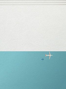 Minimal art van vliegtuig boven zee van RickyAP