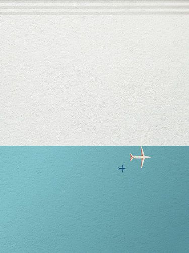 Art minimal d'un avion au-dessus de la mer