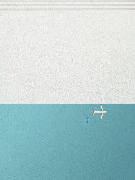Minimal art of airplane over the sea by RickyAP