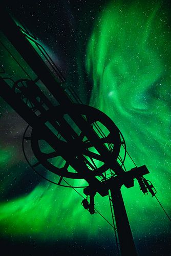 Spectaculair Noorderlicht boven de skilift