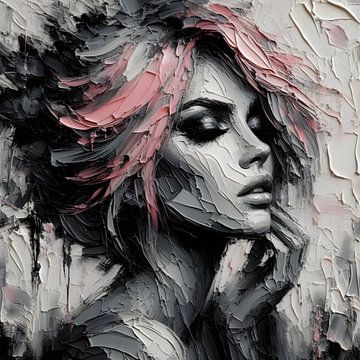 Portret roze olieverf van FoXo Art