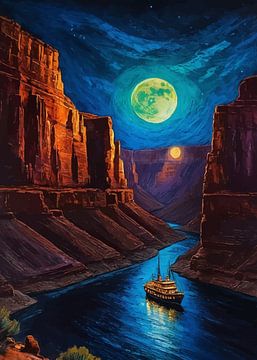 Grand Canyon, Nacht, Maanlicht van MIROKKU