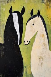 Schwarz-Weiß: Freundschaft der Pferde von Poster Art Shop