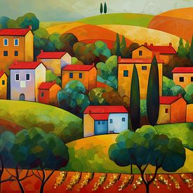 Farbenfrohe Landschaft der Toskana im Herbst von Jan Bechtum