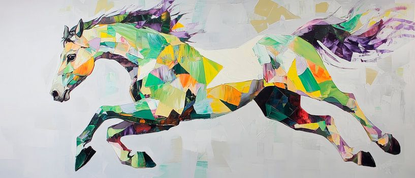 Colourful puzzle of a galloping horse by Poster Art Shop