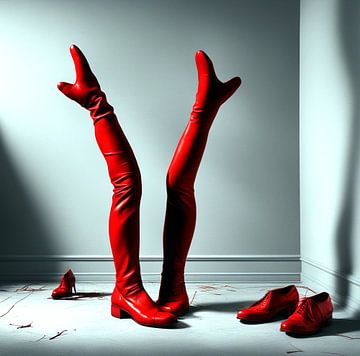 Long hand shoes in red by Quinta Mandala