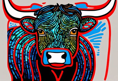 Kleurrijk portret van een stier