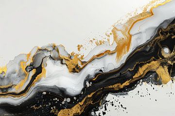 Abstract luxury unites with gold, black and a white background by Digitale Schilderijen