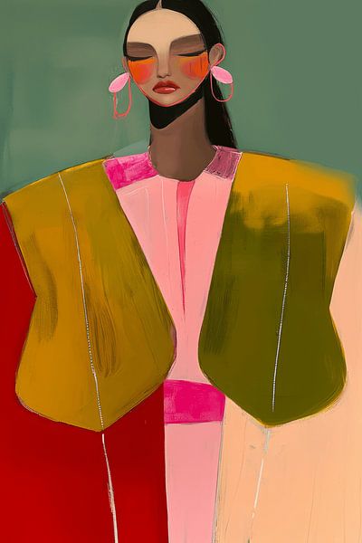Colourful modern and abstract portrait with neon accents by Carla Van Iersel