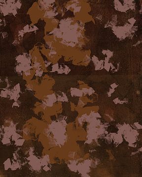 Modern abstract art in terra and dark pink on rusty brown by Dina Dankers
