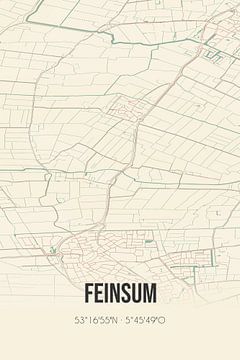 Vintage map of Feinsum (Fryslan) by Rezona