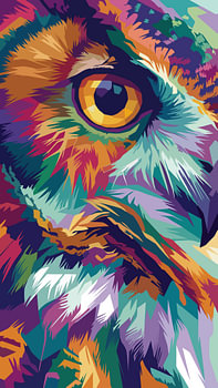 Affiche métallique « Eye Owl » – Illustration Pop Art en WPAP