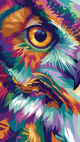 Affiche métallique « Eye Owl » – Illustration Pop Art en WPAP