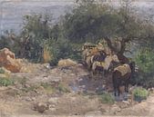 EUGEN BRACHT, De bron van Ain Djiddy aan de Dode Zee, 1891 van Atelier Liesjes thumbnail
