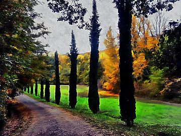 Cipressen in de herfst van Dorothy Berry-Lound