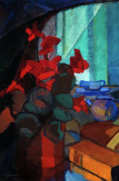 Alvar Cawen,Stilleben mit einem roten Alpenveilchen von finemasterpiece