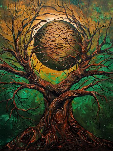 Cirkel van het leven in aardse kleuren